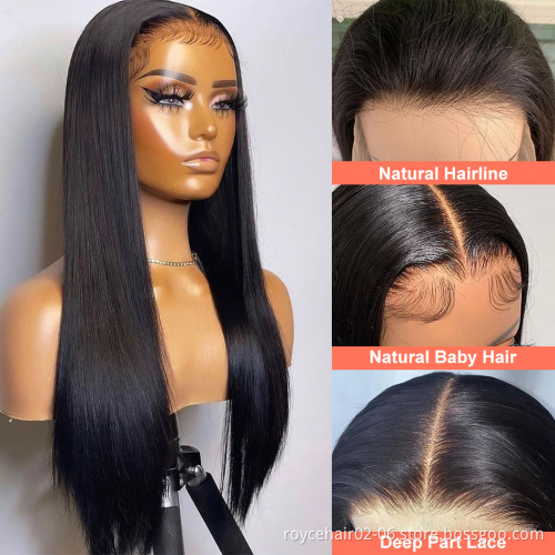 10a 100% Raw Brazilian Human Hair Wholesale Virgin Silky Long Straight Human Hair Transparent 13x6 Lace Front Wig